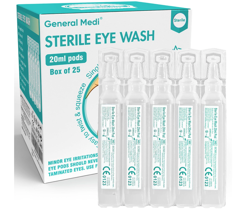General Medi Eye Wash - Sterile Saline Solution 20ml/0.9% (Pack of 25)