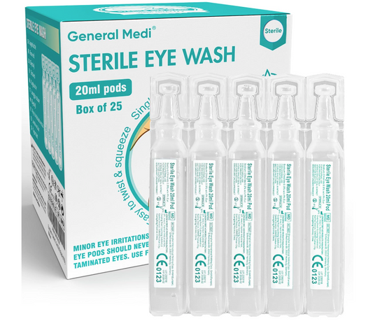 General Medi Eye Wash - Sterile Saline Solution 20ml/0.9% (Pack of 25)